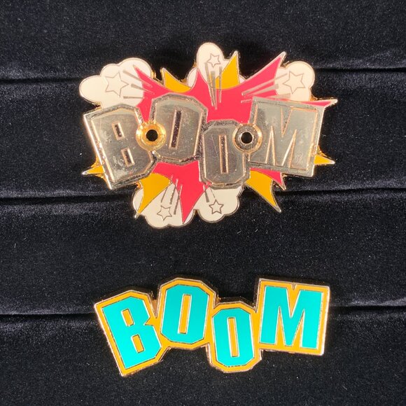 Boom Two Piece Pin on Pin Set Cheer Cheerleader Varsity Athletics Competition - Picture 2 of 6